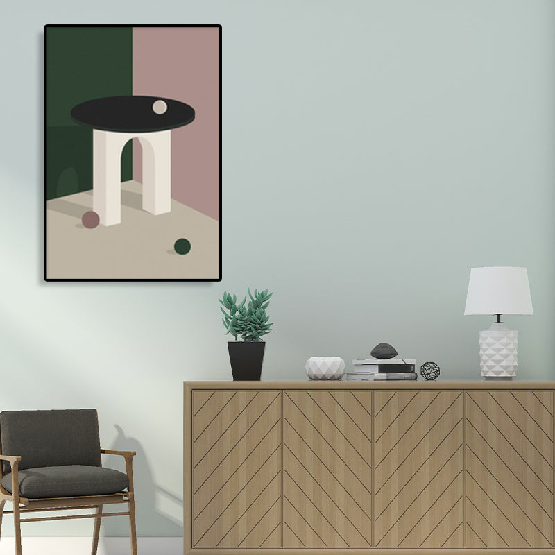 Brehn | Stillleben Geometrische Zeichnung Leinwand Nordic Texturiertes Wandkunst Druck in Dunkler Farbe