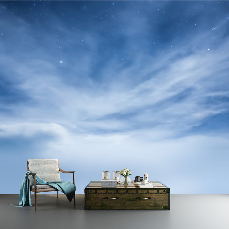 Brehn | Blauw-Wit Luchtlandschap Muurdecoratie Dazzling Stars Achter Wolk Moderne Waterdichte Wandkunst