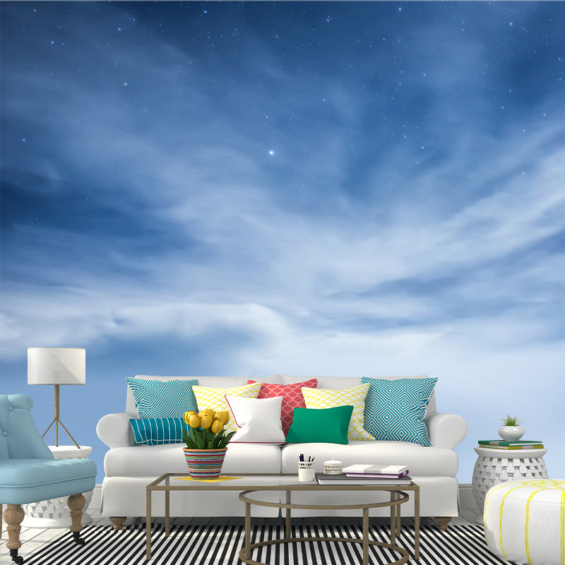 Brehn | Blauw-Wit Luchtlandschap Muurdecoratie Dazzling Stars Achter Wolk Moderne Waterdichte Wandkunst