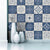 Brehn | Blumen Mandala Fliesen Tapetenbordüre Bohemian PVC Wandkunst in Blau und Weiß, Abziehbar
