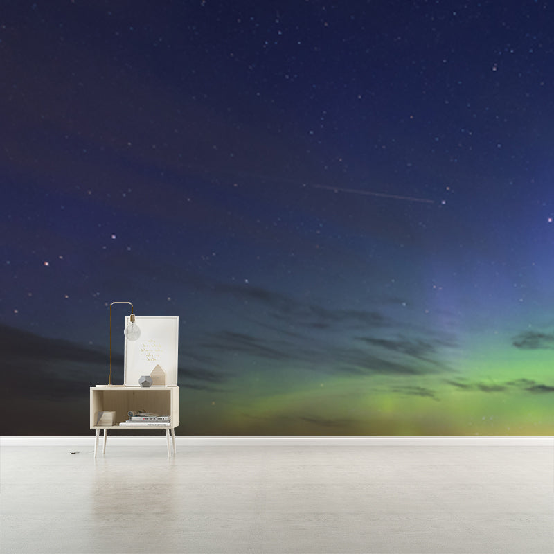 Brehn | Contemporary Aurora Wallpaper Mural in Aqua Wohnzimmer Wandkunst, Personalisierte Größe