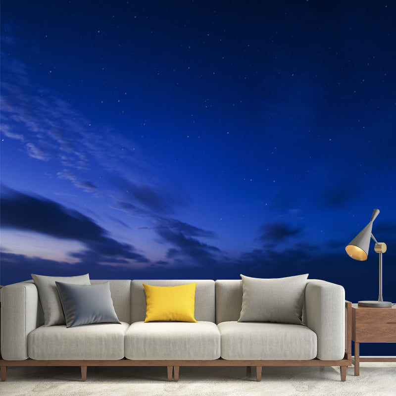 Brehn | Sterrenhemel Wallpaper Blauw-Zwart Moderne Wandbekleding voor de Woonkamer, Vochtbestendig