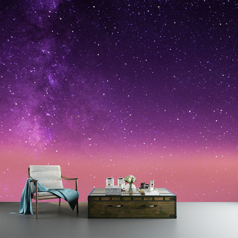 Brehn | Modernist Stars Wallpaper Mural für Decke Benutzerdefinierte Größe Wandkunst in Orange-Lila