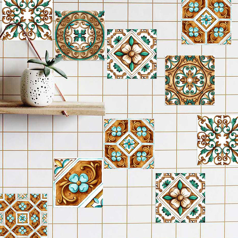 Brehn | Plakende Bloemen Tegels Behang Paneel Bohemia Verwijderbare Keuken Achterwand Muurkunst, 2,2-vierkante voet