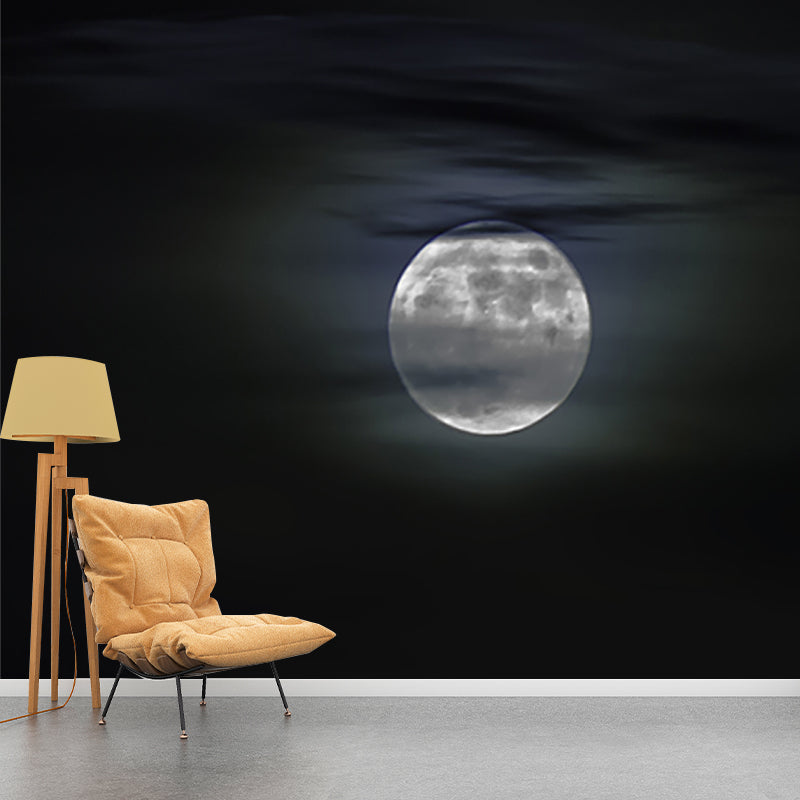 Brehn | Mond hinter Wolken Landschaft Wandmalerei Moderne Wasserdichtigkeit Schlafzimmer Wandkunst, Maßgeschneiderte Größe