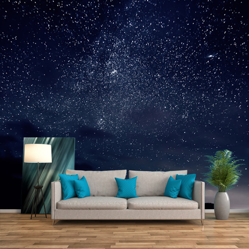 Brehn | Blauz-black Sterrenhemel Wanddecoratie Vlekbestendig Wandkunst voor woonkamer, Maatwerk