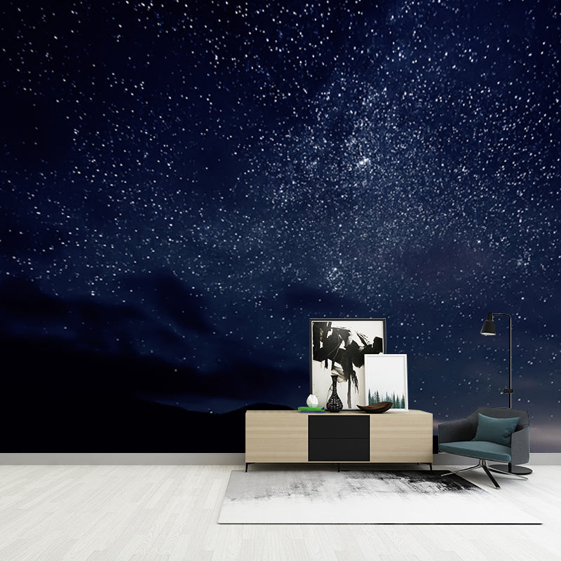 Brehn | Blauz-black Sterrenhemel Wanddecoratie Vlekbestendig Wandkunst voor woonkamer, Maatwerk