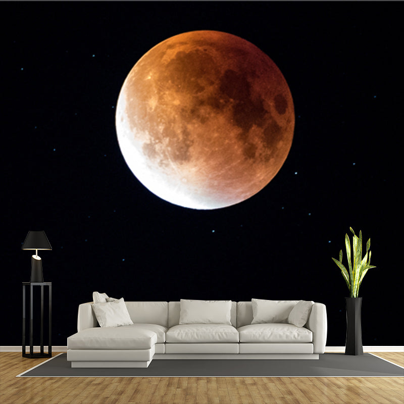 Brehn | Astronomie Maan Muurdecoratie Behang Hedendaagse Gladde Wanddecoratie in Geel op Zwart