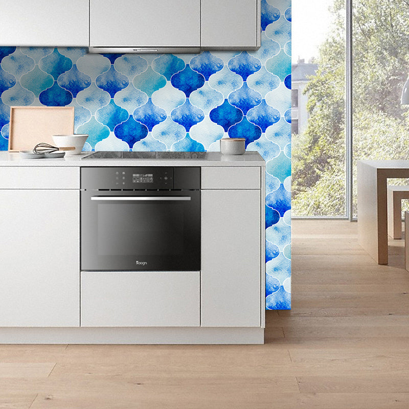 Brehn | Gitter Tapetenpaneele in Blau Bohemian Stil Wandkunst für Badezimmer, Abziehen und Aufkleben