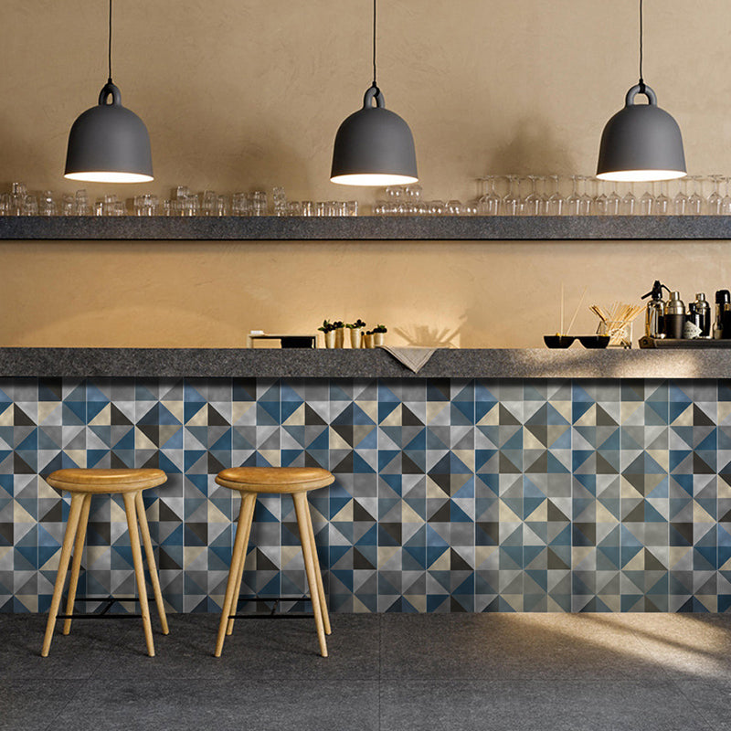 Brehn | Geometrische Mosaikfliesen-Wandpaneel Boho-Chic Glatt Abziehbare Wandverkleidung in Blau-Braun