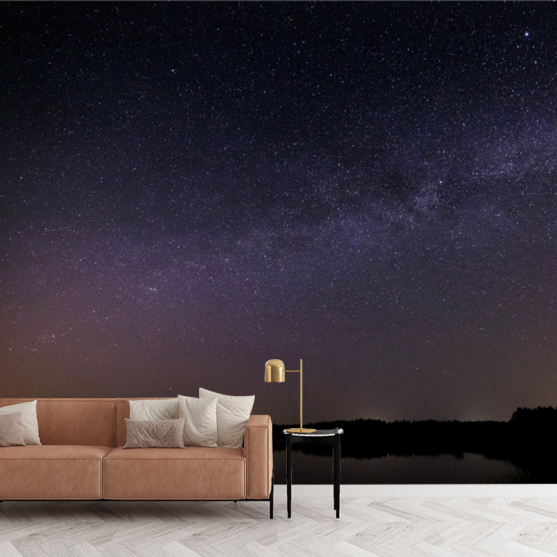 Brehn | Serenity Nacht Himmel See Landschaft Wandbild für Schlafzimmer Sternenhimmel Wanddekoration, optionale Größe