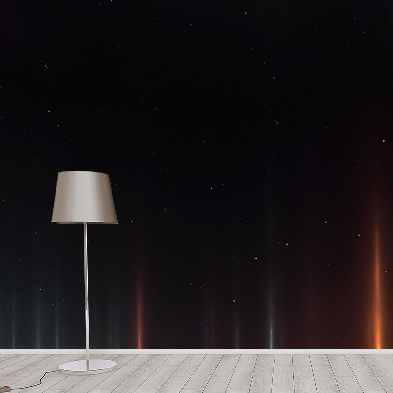 Brehn | Aurora Borealis Stralen Muurbehang Moderne Kunst Glad Wandbedekking in Zwart