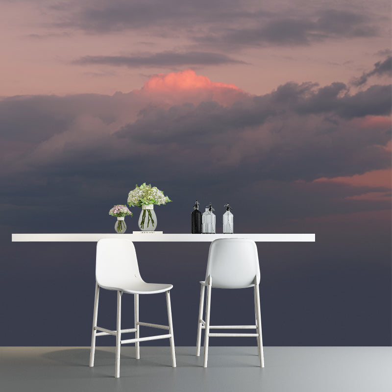 Brehn | Grijs-oranje Dusk Cloud Muur Vochtbestendig Modern Slaapkamer Wanddecoratie, Optionele Maat