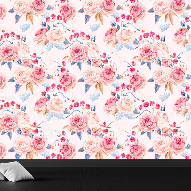 Brehn | Stijlvolle Rozenbloesem Wandbehang Muurkunst Pastel Kleur Bloemen Wandbedekking voor Slaapkamer