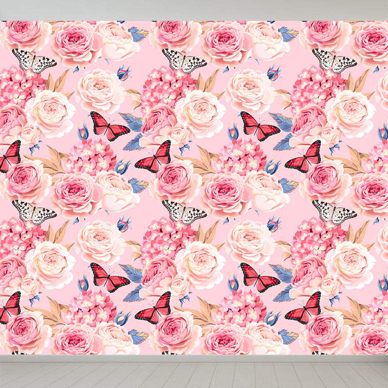 Brehn | Stijlvolle Rozenbloesem Wandbehang Muurkunst Pastel Kleur Bloemen Wandbedekking voor Slaapkamer