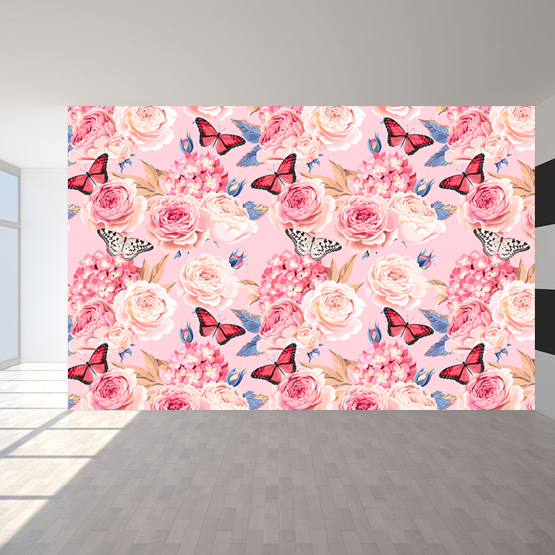 Brehn | Stijlvolle Rozenbloesem Wandbehang Muurkunst Pastel Kleur Bloemen Wandbedekking voor Slaapkamer