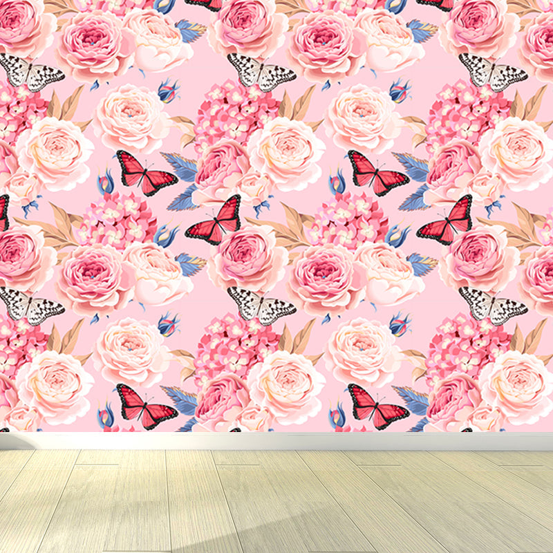 Brehn | Stijlvolle Rozenbloesem Wandbehang Muurkunst Pastel Kleur Bloemen Wandbedekking voor Slaapkamer