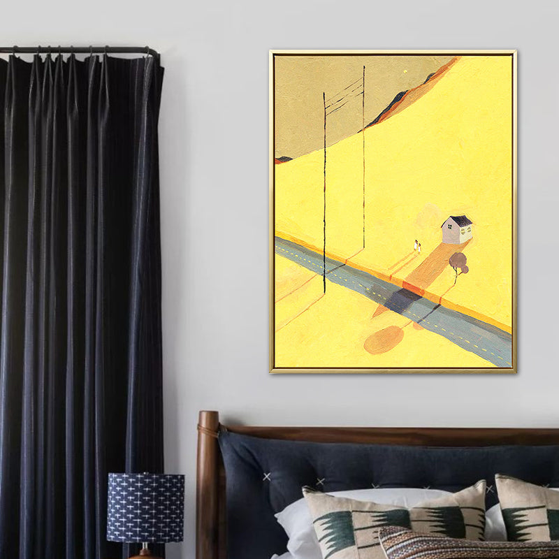 Brehn | Abstrakte Landschaft Zeichnung Leinwand Kunst Nordic Texturierte Wanddekoration in Sanften Farben für Raum