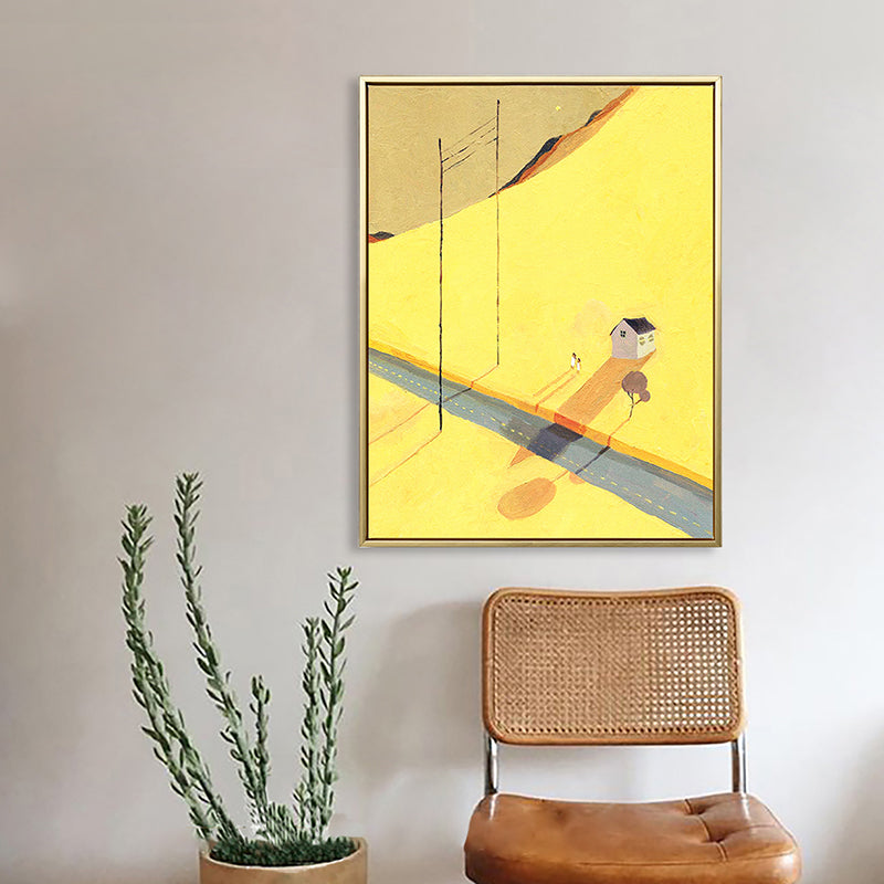 Brehn | Abstrakte Landschaft Zeichnung Leinwand Kunst Nordic Texturierte Wanddekoration in Sanften Farben für Raum