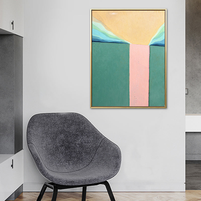 Brehn | Abstrakte Landschaft Zeichnung Leinwand Kunst Nordic Texturierte Wanddekoration in Sanften Farben für Raum