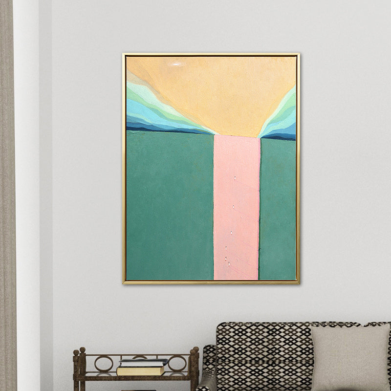 Brehn | Abstrakte Landschaft Zeichnung Leinwand Kunst Nordic Texturierte Wanddekoration in Sanften Farben für Raum