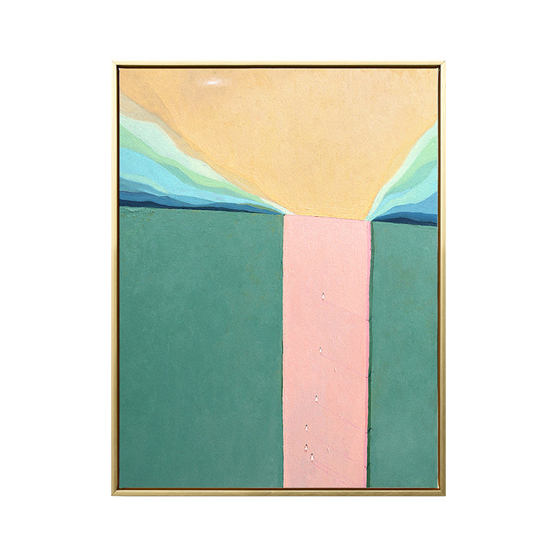 Brehn | Abstrakte Landschaft Zeichnung Leinwand Kunst Nordic Texturierte Wanddekoration in Sanften Farben für Raum