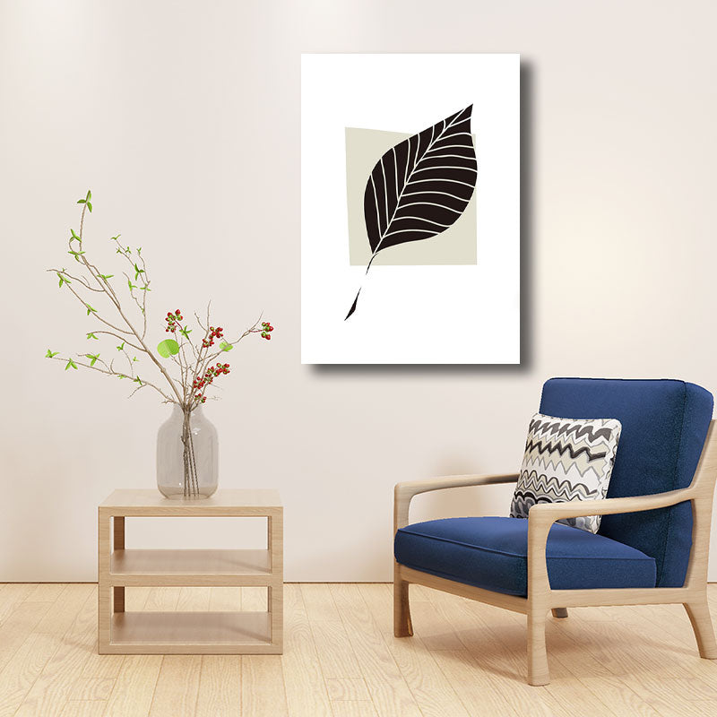 Brehn | Nordic Leave Wandkunst Dekor Leinwand Dekorative Schwarze Malerei für das Wohnzimmer, Mehrere Größenoptionen