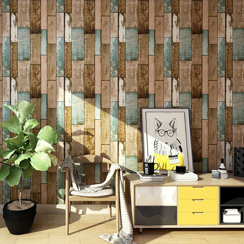 Brehn | Distressed Faux Wood Wallpaper Roll für Kaffeehaus Dekoration, dunkle Farbe, 58,1 Quadratfuß.