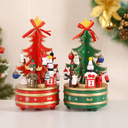 Dekorative Weihnachtsbaum-Spieluhr aus Holz