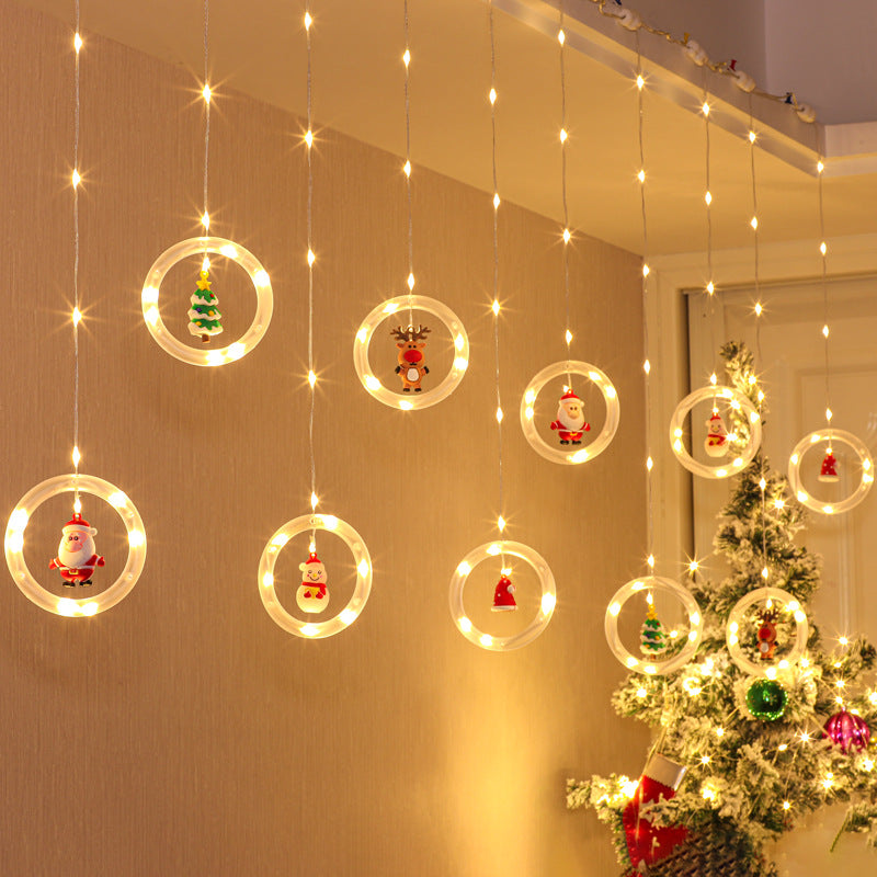 LED-Lichtervorhang mit weihnachtlichen Motiven