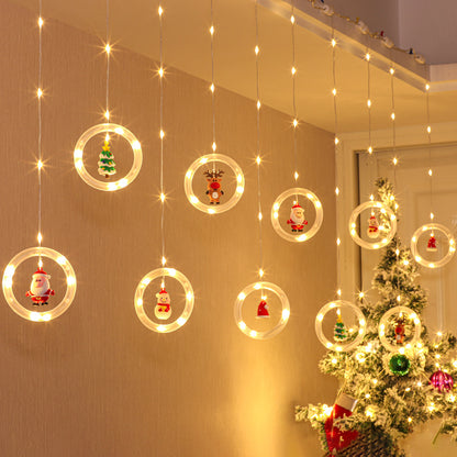 LED-Lichtervorhang mit weihnachtlichen Motiven