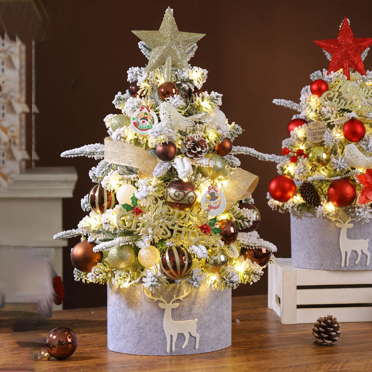 Mini-Weihnachtsbaum für den Tisch, 45-60 cm, beflockt