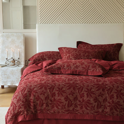 Baumwoll-Bettwäsche-Set, Jacquard-Webung, 4-teilig