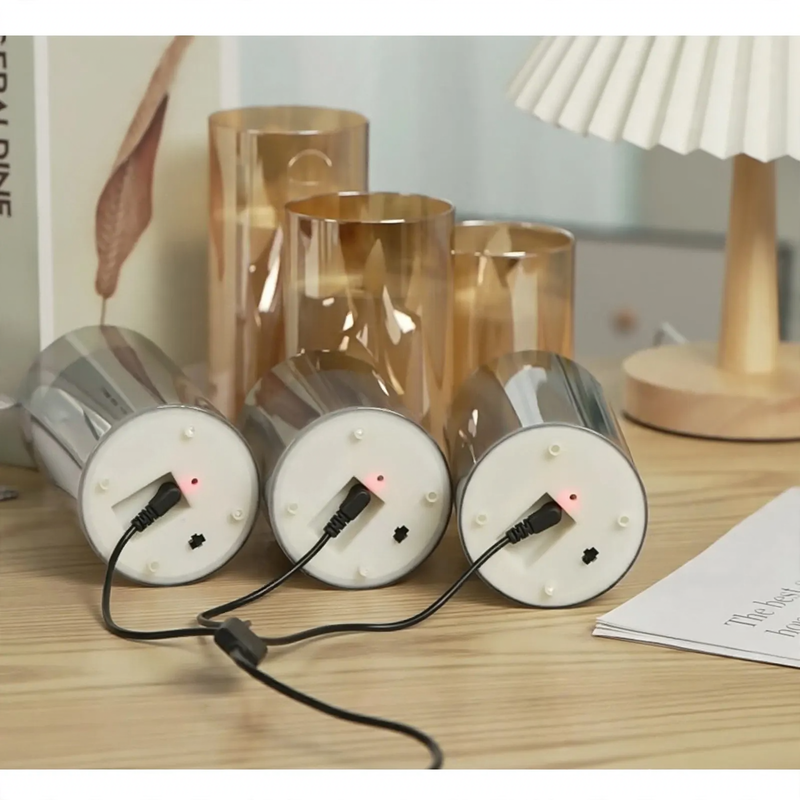 LED-Glas-Kerze mit Gold-Finish