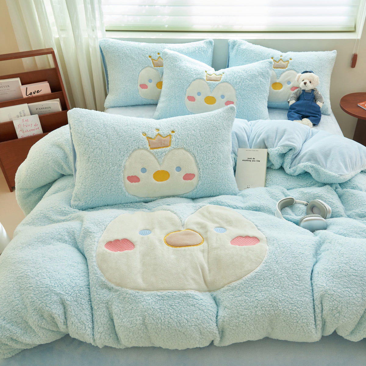 Flauschiges Milchfaser-Fleece-Bettwäsche-Set, verspielt