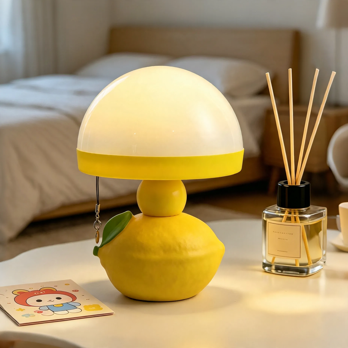 Tischlampe Zitrone, modern, mit Zugschnur