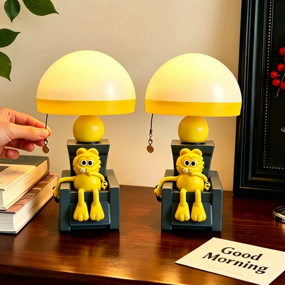 Tischlampe Katze im Liegestuhl, Cartoon