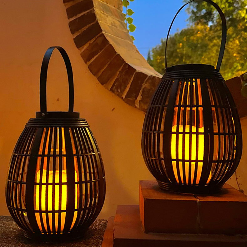 Moderne Art Deco Solar Runde Laterne Rattan LED Außen Landschaftslicht Für Garten | Brehn