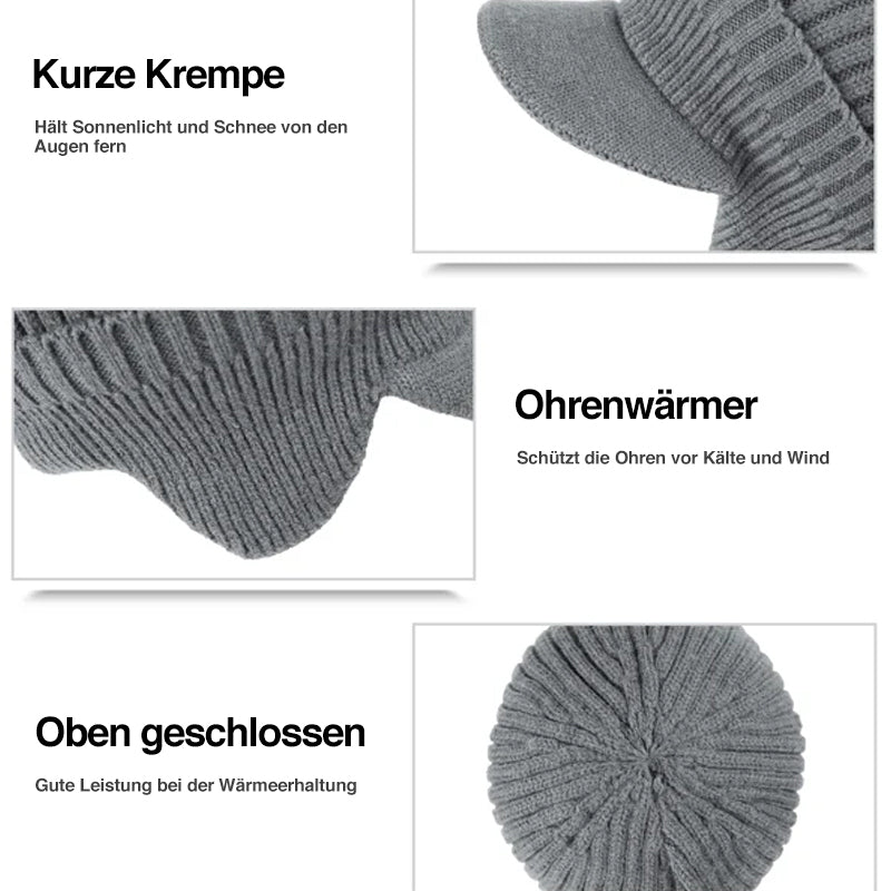 Brehn | Elastische warme Ohrenschutz-Strickmütze