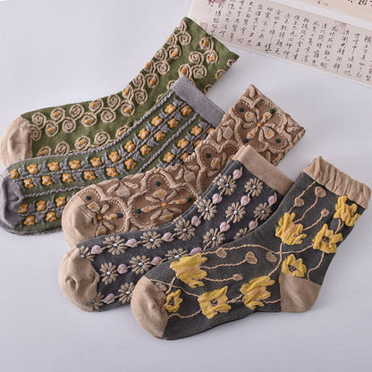 Damen-Baumwollsocken mit Blumenmuster (10 Paar)