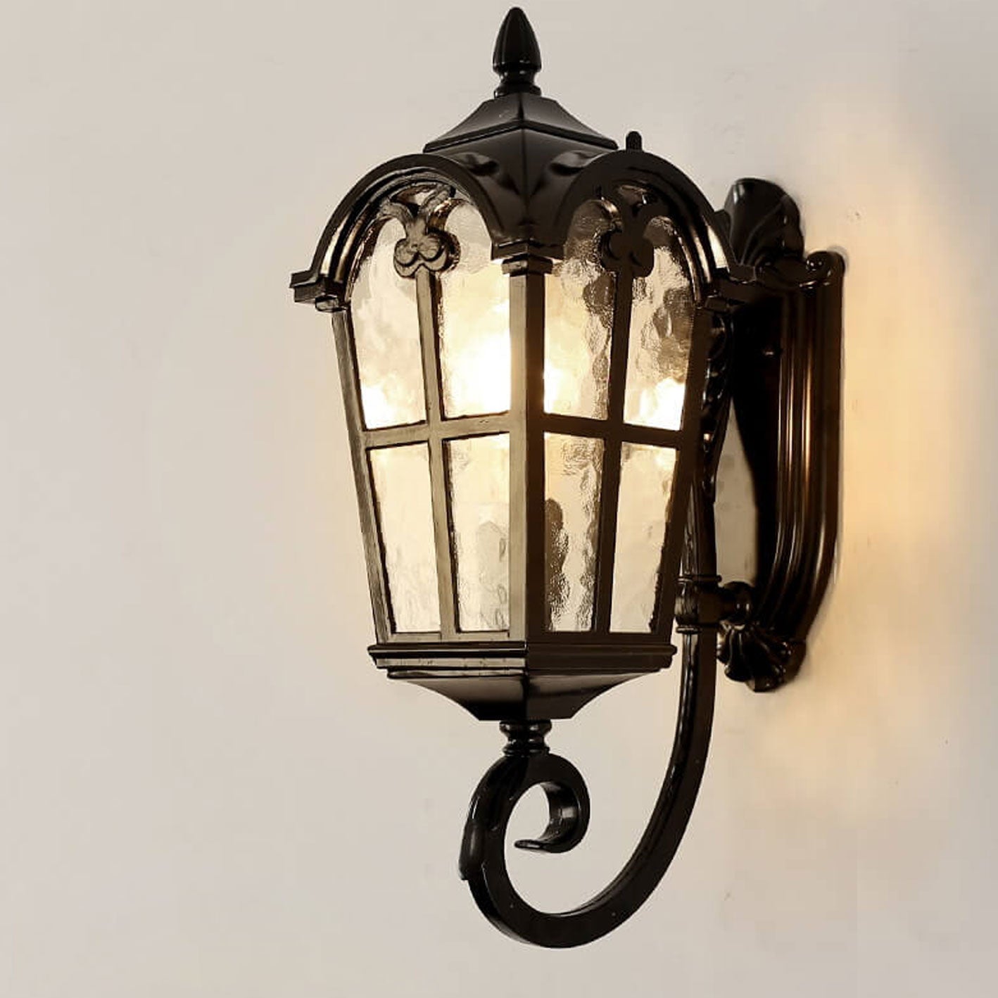 Europäische Retro-Wandlaterne aus Glas und Aluminium, wasserdicht, für den Außenbereich, 1-flammig