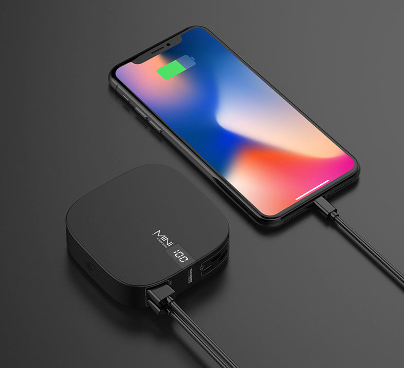 Brehn | Mini 10000mAh Power Bank mit 2.1A Schnellladung, super dünn, LED-Display und dualen USB-Ausgangsports, Unterstützung für Lightning, Micro und Typ-C