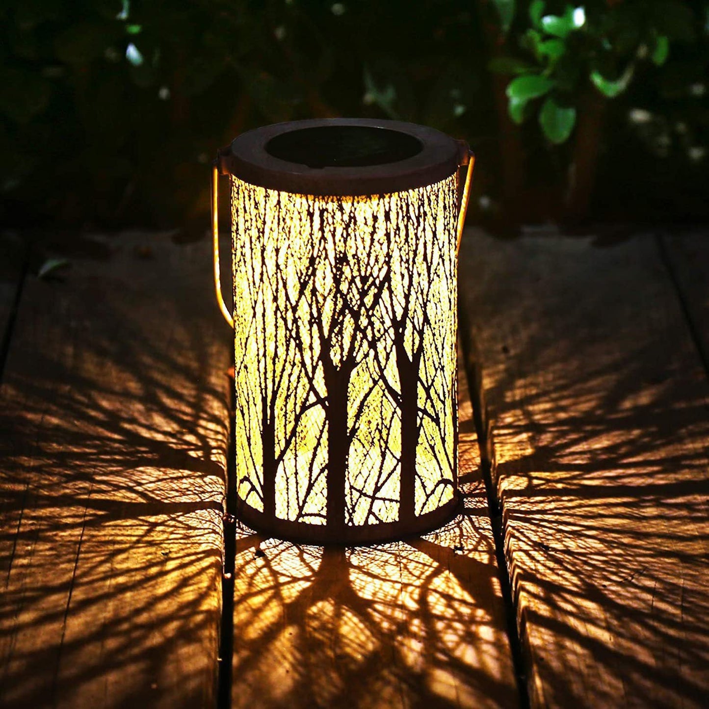 Moderne Art Deco Solar Zylinder Skelett Laterne Eisen LED Außen Landschaft Licht Für Garten | Brehn