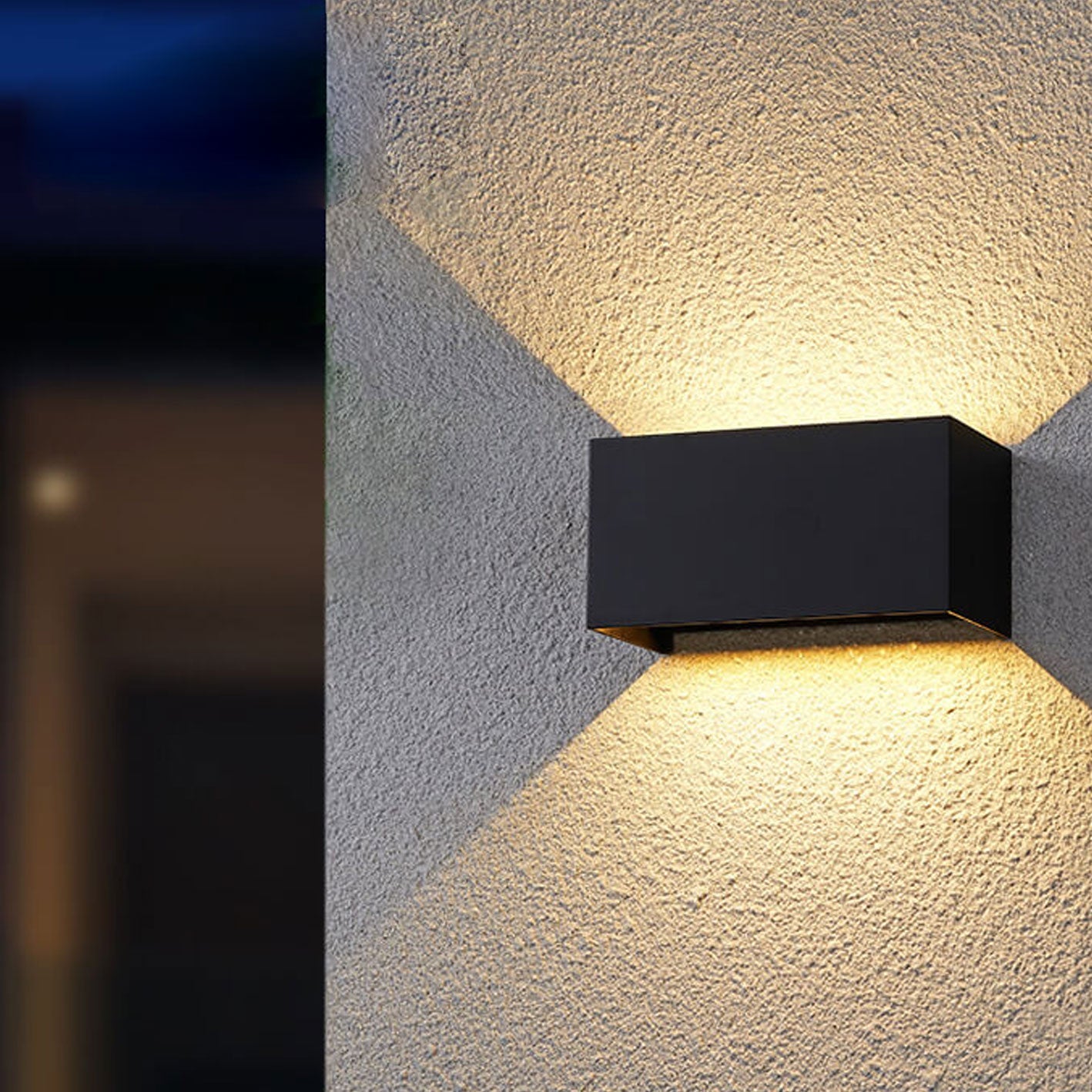 Moderne Outdoor wasserdichte rechteckige LED Up-and-Down beleuchtete Außenwandlampe | Brehn