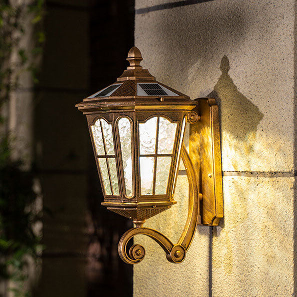 Europäische Solar-Außenlaterne Aluminium Glas Wasserdicht 1-Licht Wand Scone Lampe | Brehn