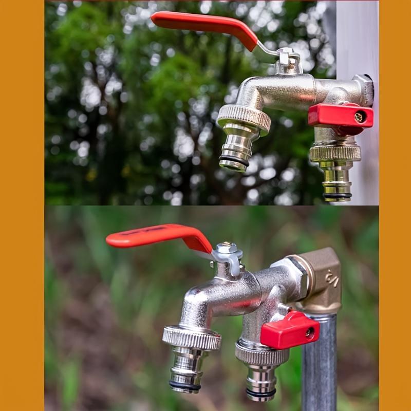 Brehn | Dual-Outlet Edelstahl Garten Wasserhahn – Rostfreier 2-Wege Wasserhahn mit Schnellanschluss & unabhängigen Ventilen