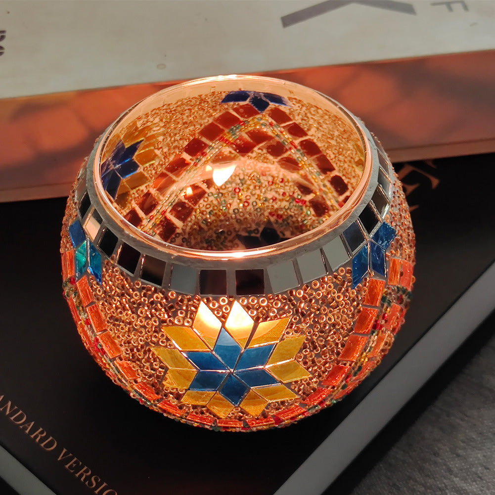 Europäischer Retro Glas Mosaik Teelichthalter
