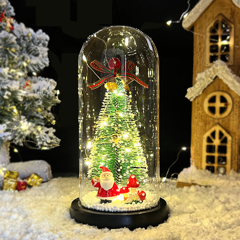 LED-Weihnachtsbaum in Glaskuppel mit Beleuchtung
