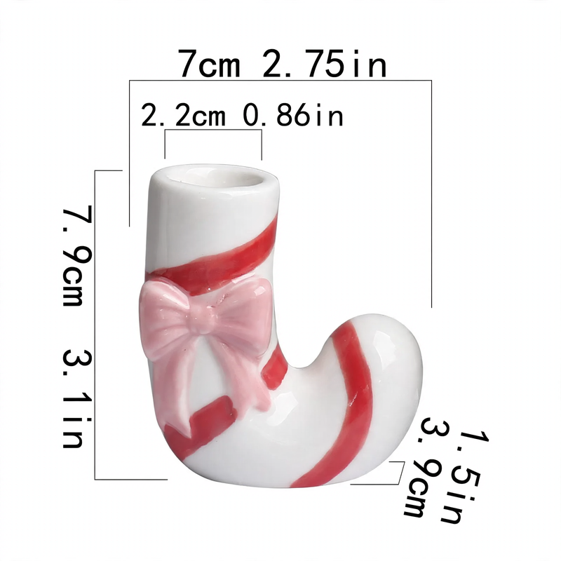 Keramik-Kerzenhalter in Zuckerstangen-Optik