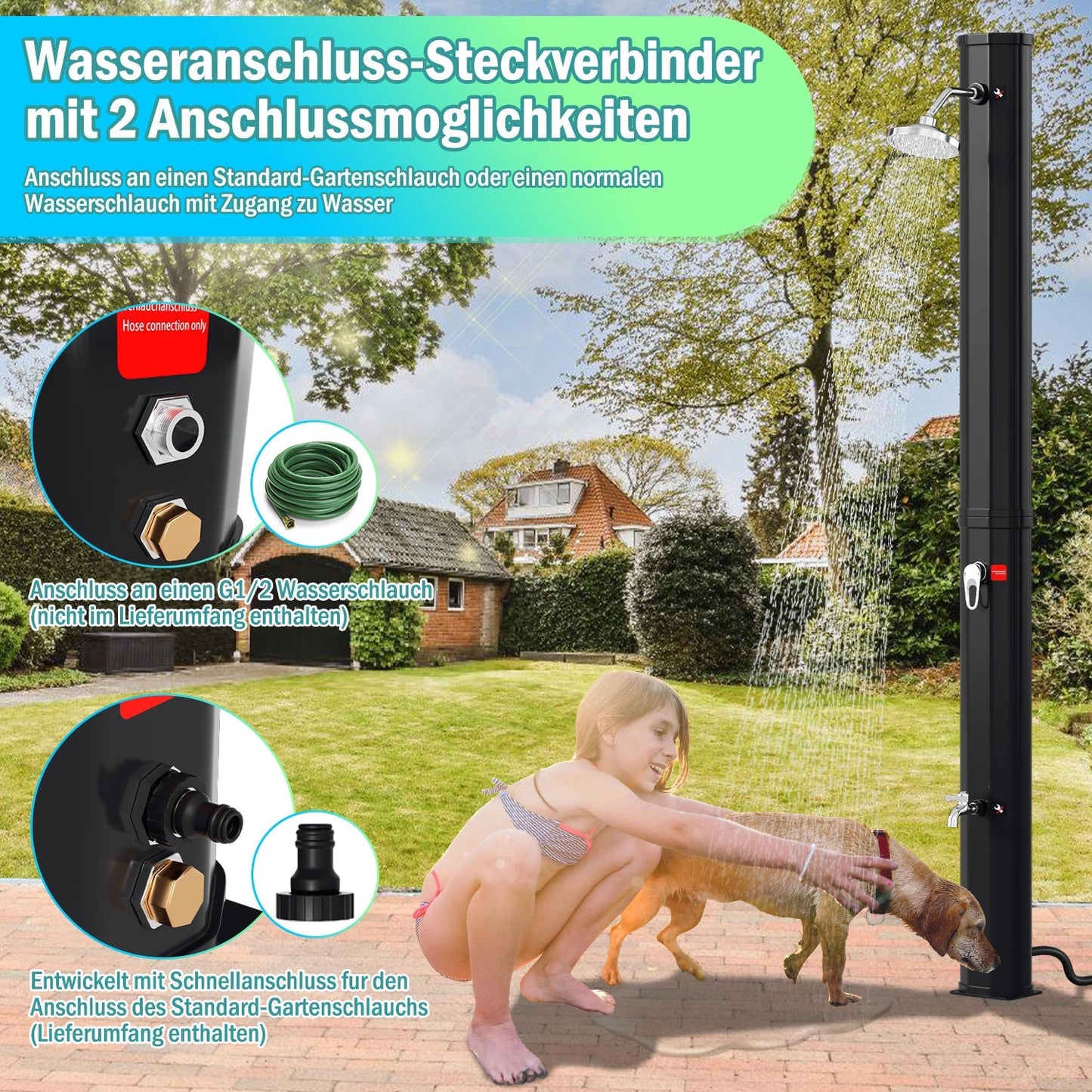 Solardusche 35L Gartendusche Inkl. Schutzhaube | Brehn